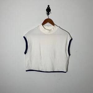 Womens Anthropologie Maeve Boxy Fit Cropped Blouse White Size S EUC!